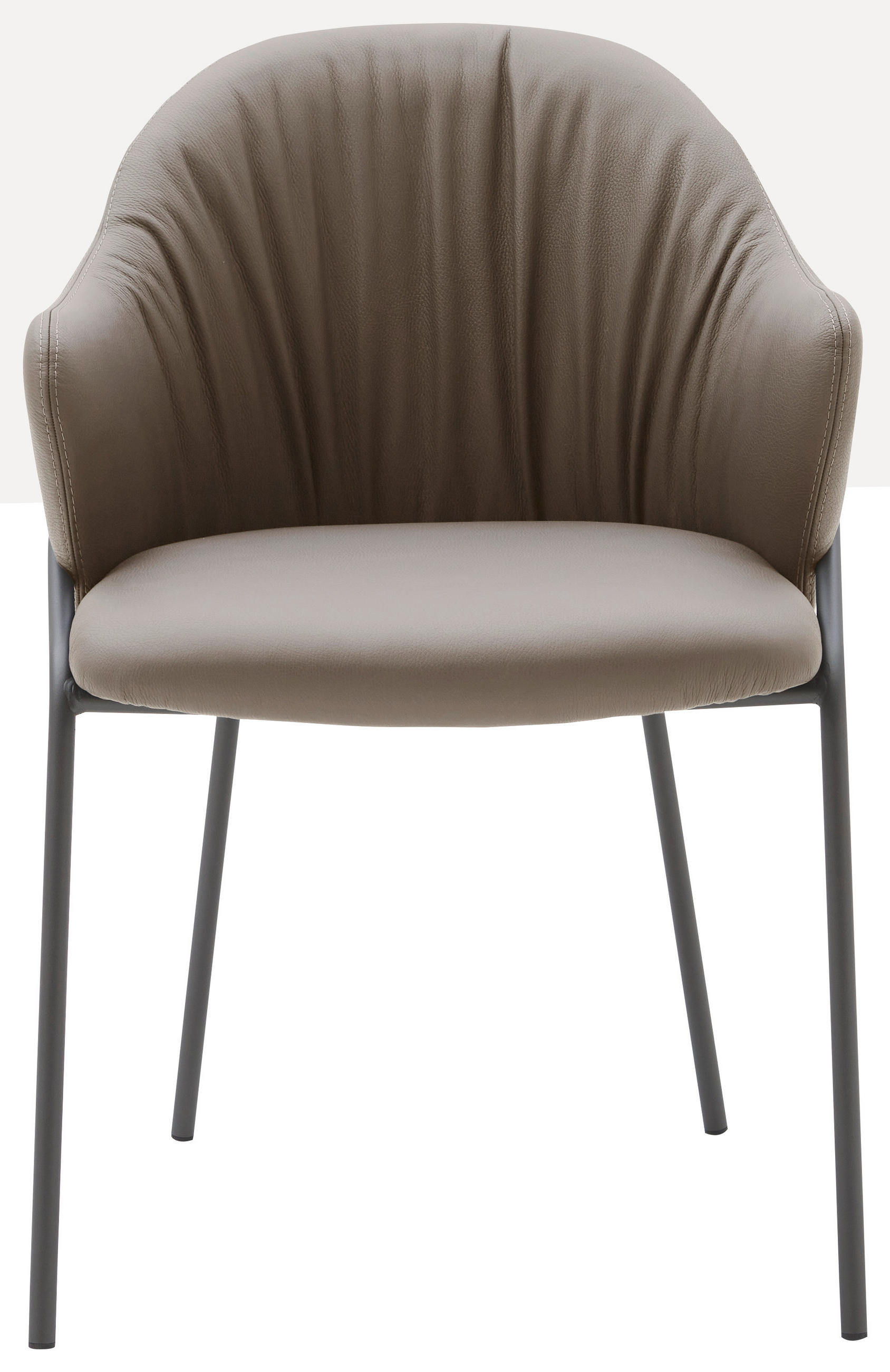 ARMLEHNSTUHL  in Echtleder pigmentiert  - Taupe/Anthrazit, Design, Leder (55/84/55cm) - Emilio Belluti