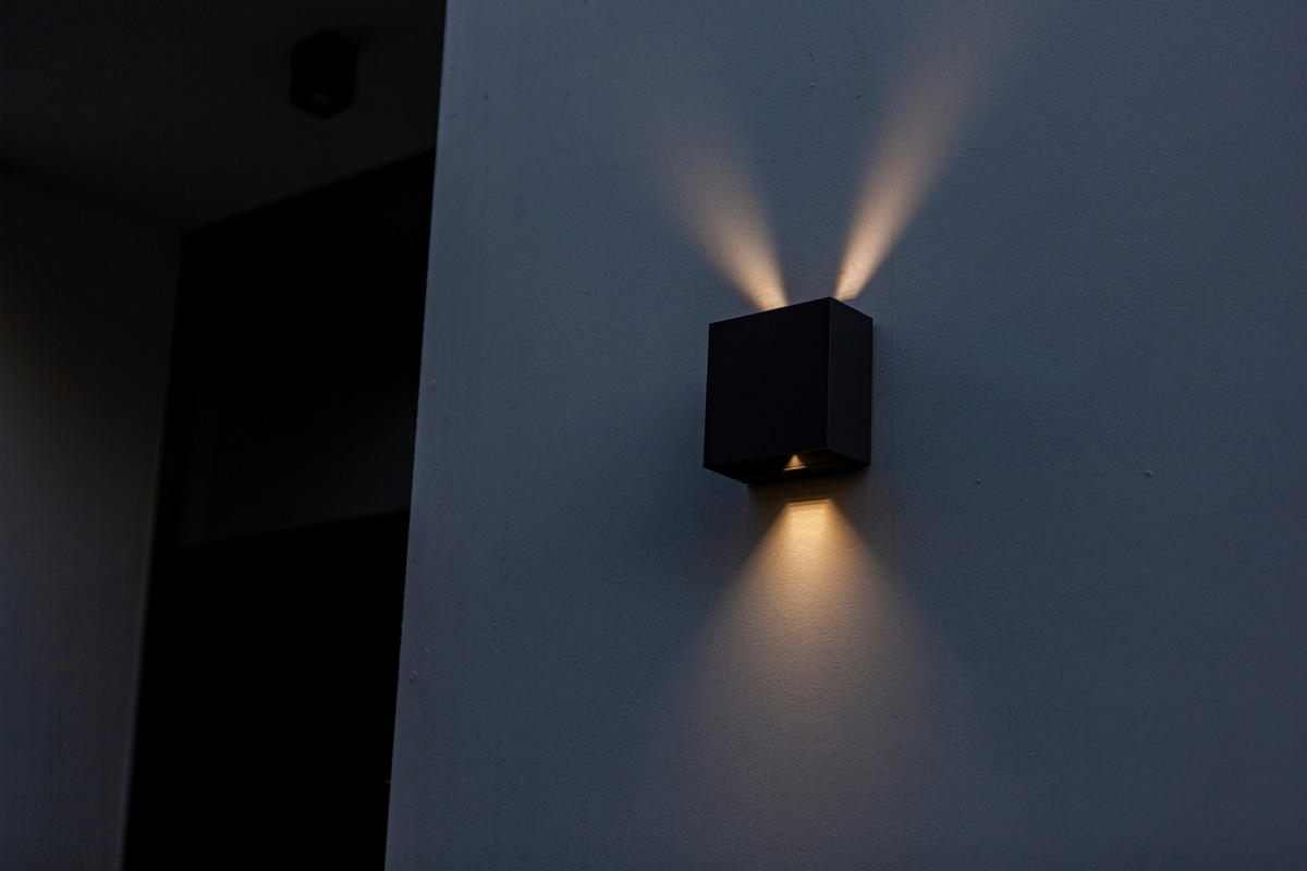 AUßENWANDLEUCHTE Gemini Beams 11/11/6 cm   - Anthrazit, Basics, Metall (11/11/6cm)