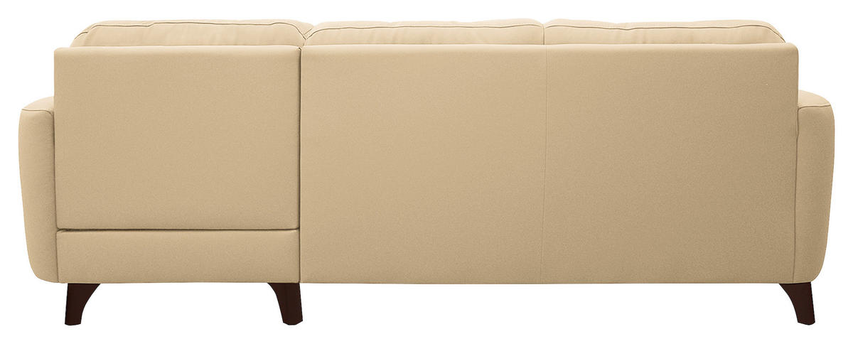 ECKSOFA Beige Echtleder Lederlook  - Beige/Buchefarben, Design, Leder/Holz (238/168cm) - Livetastic