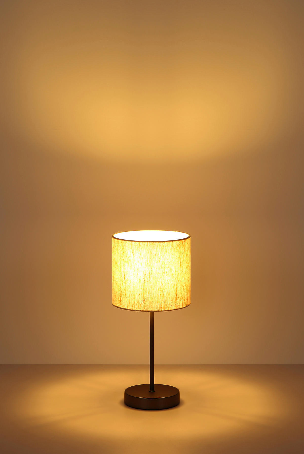 TISCHLEUCHTE 17/37 cm   - Schwarzchrom/Creme, Design, Kunststoff/Textil (17/37cm) - Globo