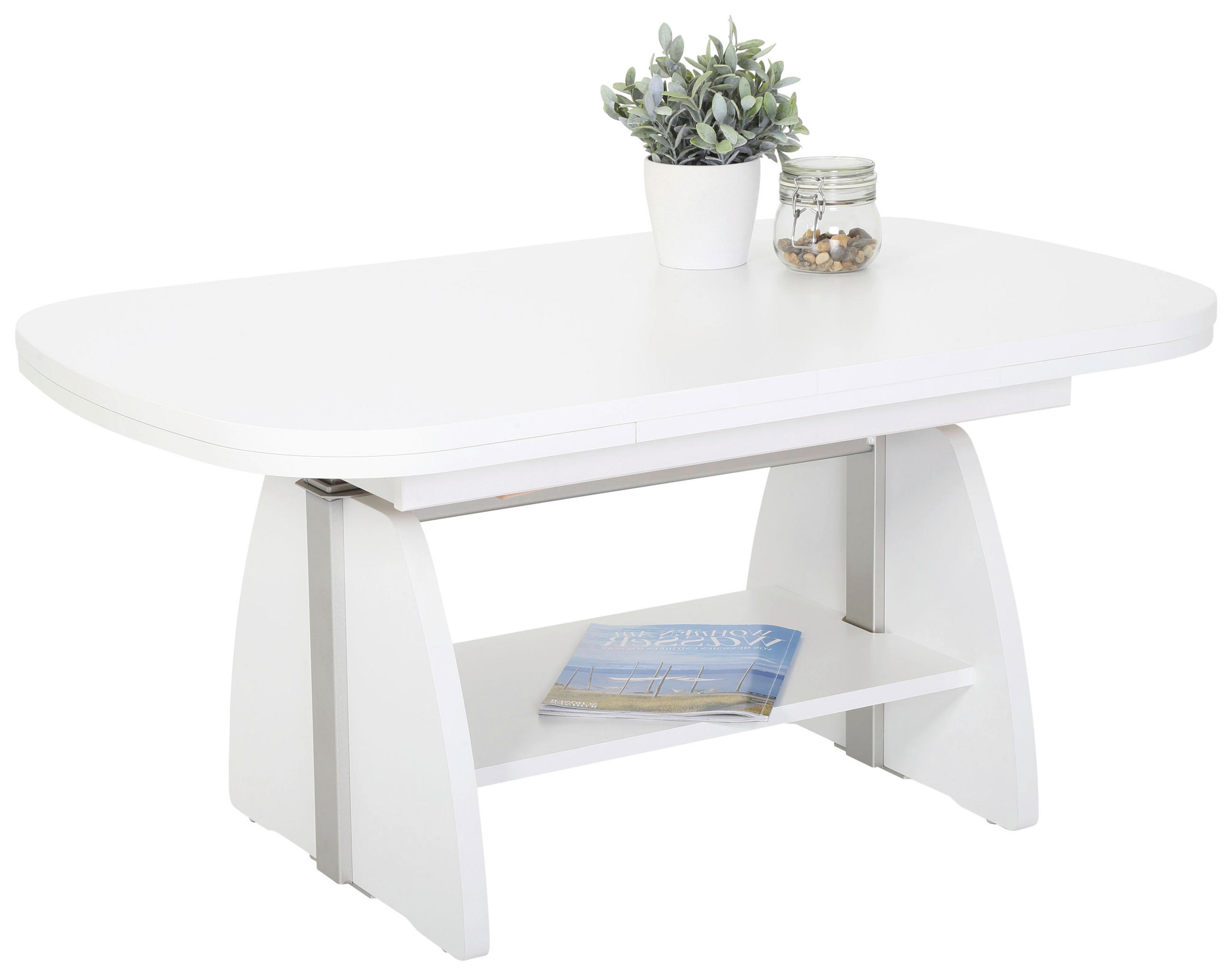 COUCHTISCH 108-157/67/53-69 cm rechteckig Weiß  - Weiß, KONVENTIONELL, Holzwerkstoff (108-157/67/53-69cm) - Boxxx