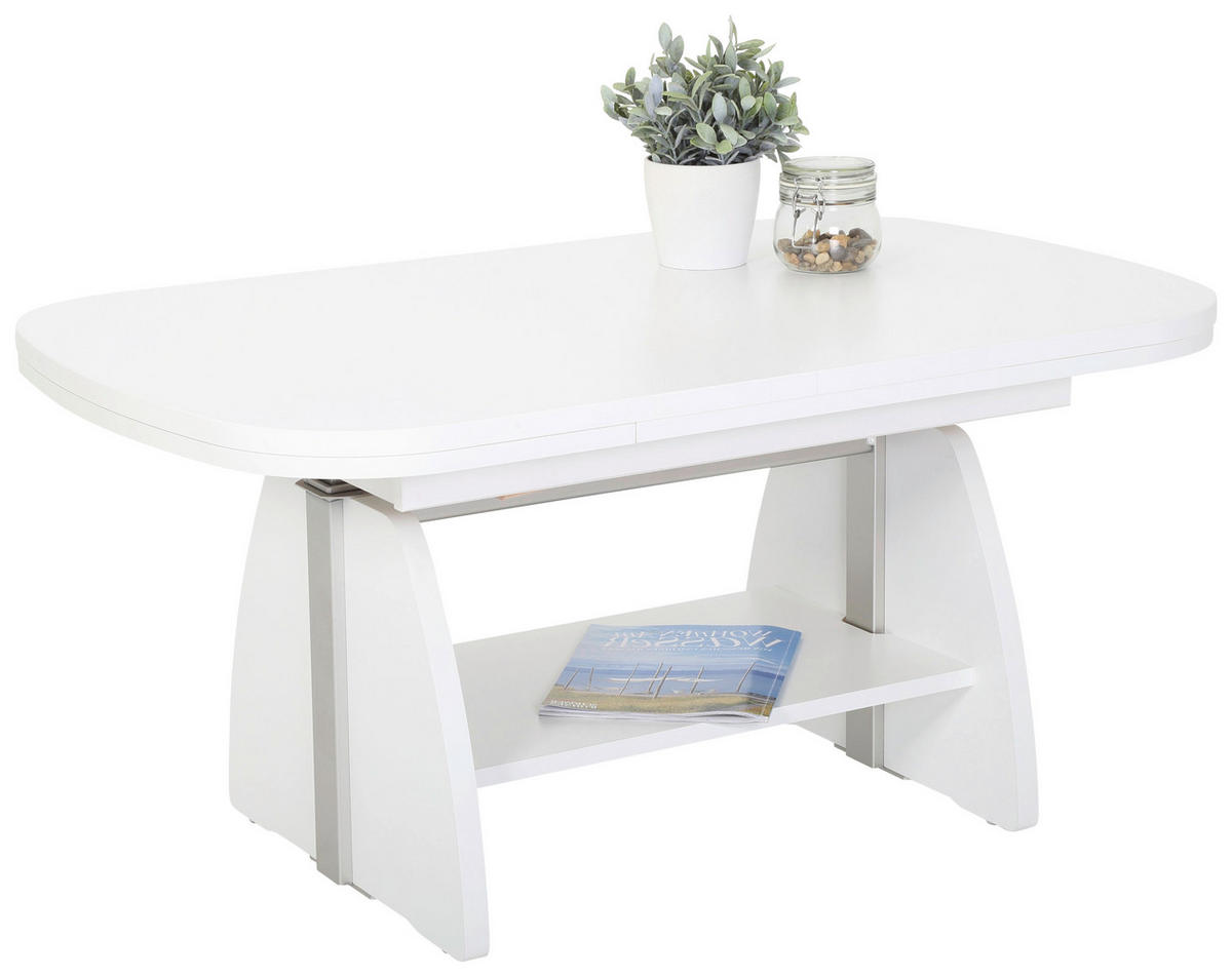 COUCHTISCH 108-157/67/53-69 cm rechteckig Weiß  - Weiß, KONVENTIONELL, Holzwerkstoff (108-157/67/53-69cm) - Boxxx