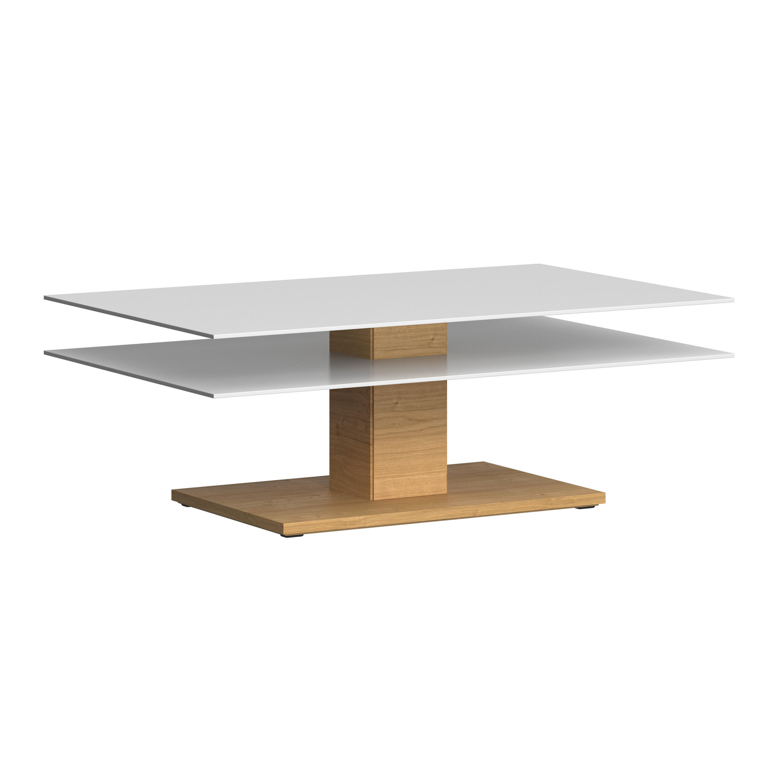 COUCHTISCH Wildeiche furniert, massiv Farbglas 120/75/43 cm rechteckig Weiß, Eichefarben  - Eichefarben/Weiß, Design, Glas/Holz (120/75/43cm) - Voglauer