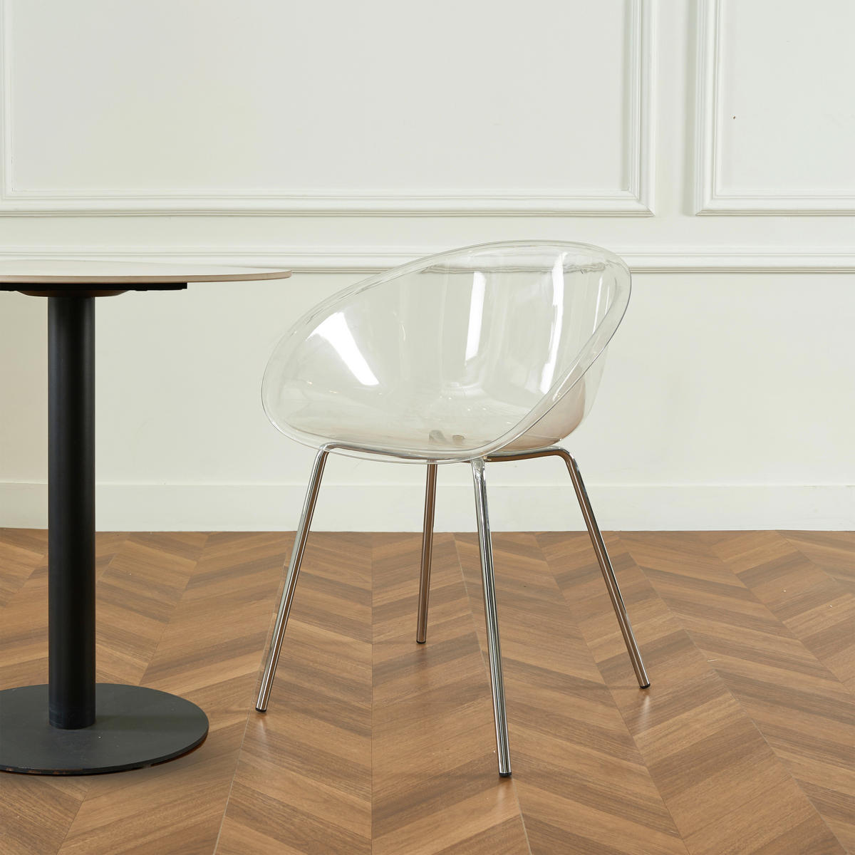 ARMLEHNSTUHL  inklusive Armlehnen   - Chromfarben/Transparent, Design, Kunststoff/Metall (60/79/55cm) - Stylife