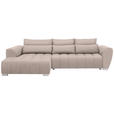 ECKSOFA in Webstoff Beige  - Beige/Silberfarben, MODERN, Kunststoff/Textil (218/304cm) - Carryhome