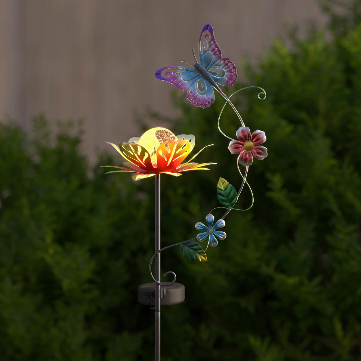 SOLARLEUCHTE Anemone 21,5/82/15,2 cm  - Klar/Schwarz, LIFESTYLE, Glas/Kunststoff (21,5/82/15,2cm) - Ambia Garden