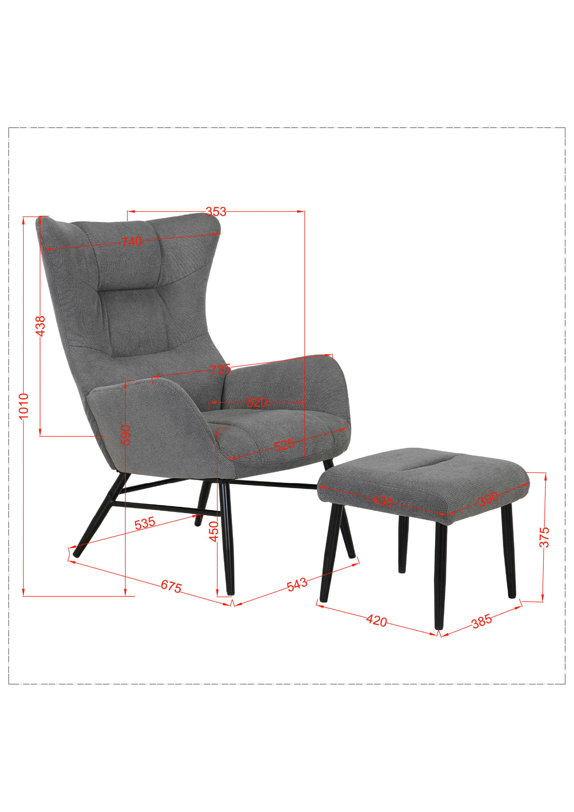 RELAXSESSELSET Samt    - Schwarz/Altrosa, Design, Textil/Metall (84/73/100cm) - Livetastic