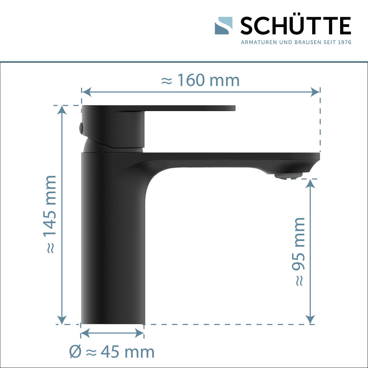 WASCHTISCHARMATUR 32316  - Schwarz, Metall (16/14,5/4,5cm) - Schütte