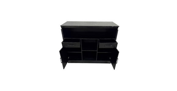 BARSCHRANK Mangoholz, Eukalyptusholz vollmassiv Schwarz, Goldfarben  - Goldfarben/Schwarz, Trend, Holz/Stein (130/109/60cm) - Ambia Home