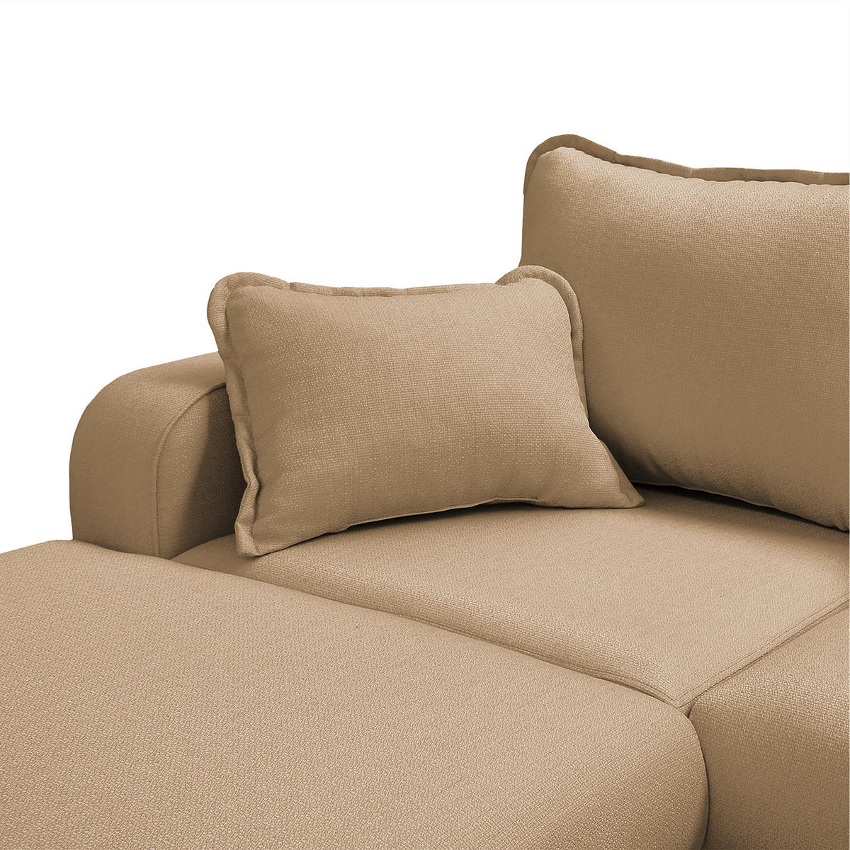 WOHNLANDSCHAFT Sandfarben  - Sandfarben/Wengefarben, Design, Holz/Textil (170/296/167cm) - Livetastic