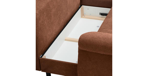 ECKSOFA Haselnussfarben Flachgewebe - Schwarz/Haselnussfarben, Design, Kunststoff/Textil (278/175cm) - Xora
