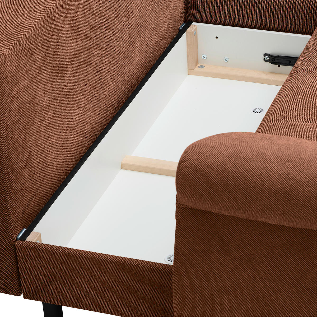 ECKSOFA Haselnussfarben Flachgewebe  - Schwarz/Haselnussfarben, Design, Kunststoff/Textil (278/175cm) - Xora