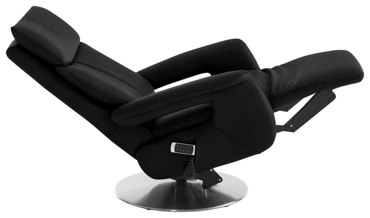 RELAXSESSEL in Leder Schwarz  - Edelstahlfarben/Schwarz, Design, Leder/Metall (78/112/85cm) - Cantus
