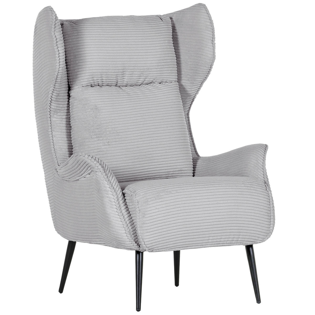 OHRENSESSEL Cord Hellgrau  - Hellgrau/Schwarz, Design, Textil/Metall (83/106/89cm) - Landscape