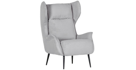 OHRENSESSEL Cord Hellgrau  - Hellgrau/Schwarz, Design, Textil/Metall (83/106/89cm) - Landscape