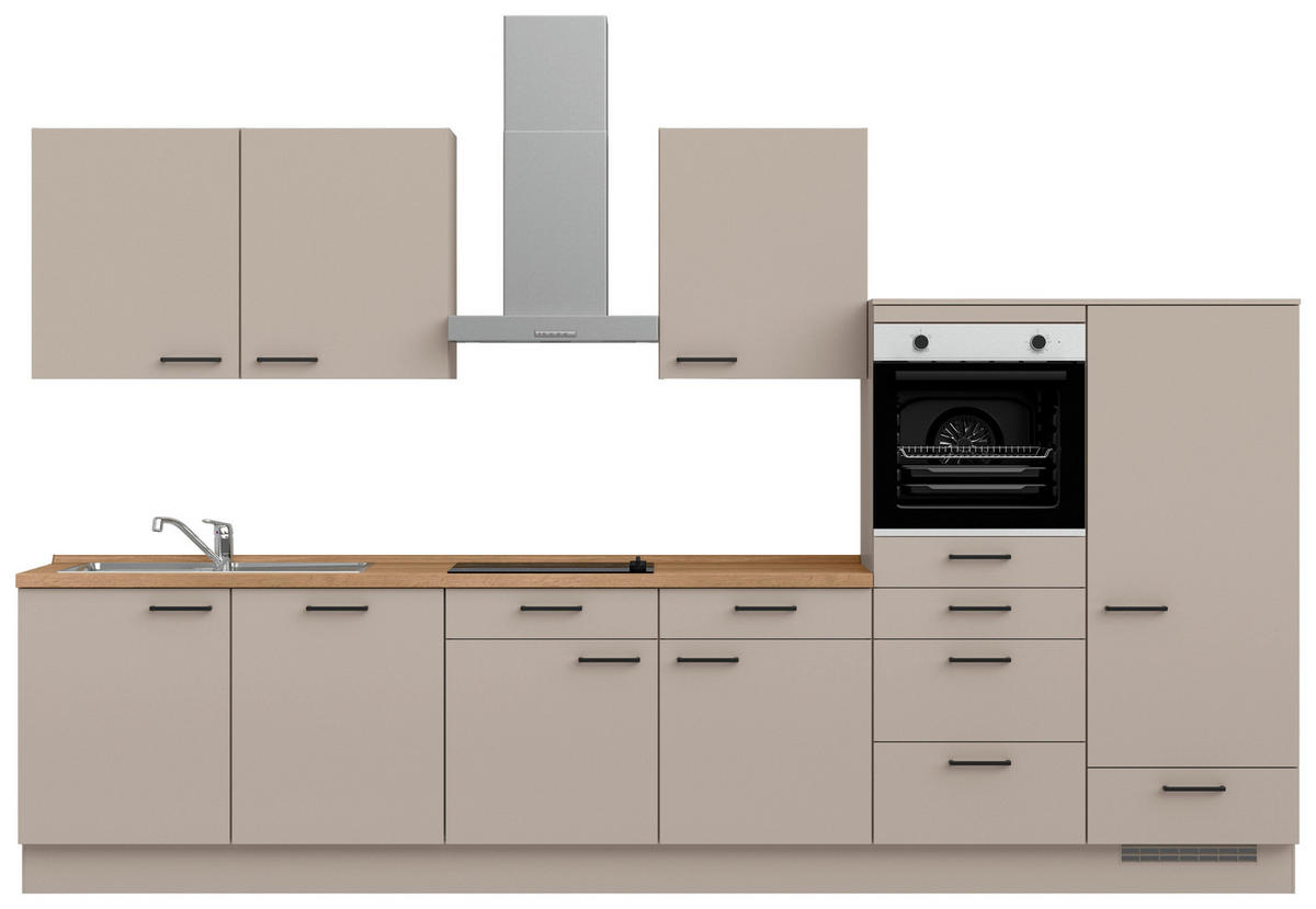 KÜCHENBLOCK Easytouch 360 cm  in Eichefarben, Sandfarben  - Sandfarben/Eichefarben, MODERN, Holzwerkstoff/Metall (360cm) - Nobilia