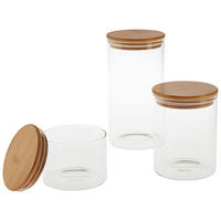 SADA DÓZ NA POTRAVINY 3-dielne - číra/prírodná farba, Design, drevo/sklo - Homeware Profession.
