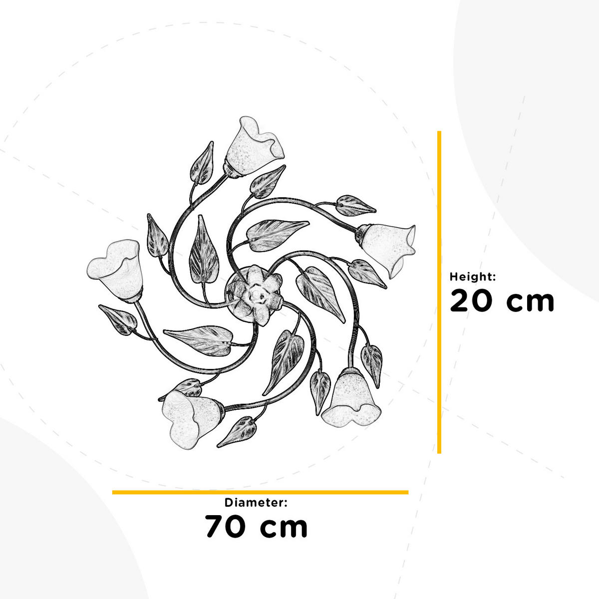 DECKENLEUCHTE 70/20/70 cm   - Bronzefarben/Olivgrün, ROMANTIK / LANDHAUS, Glas/Metall (70/20/70cm)