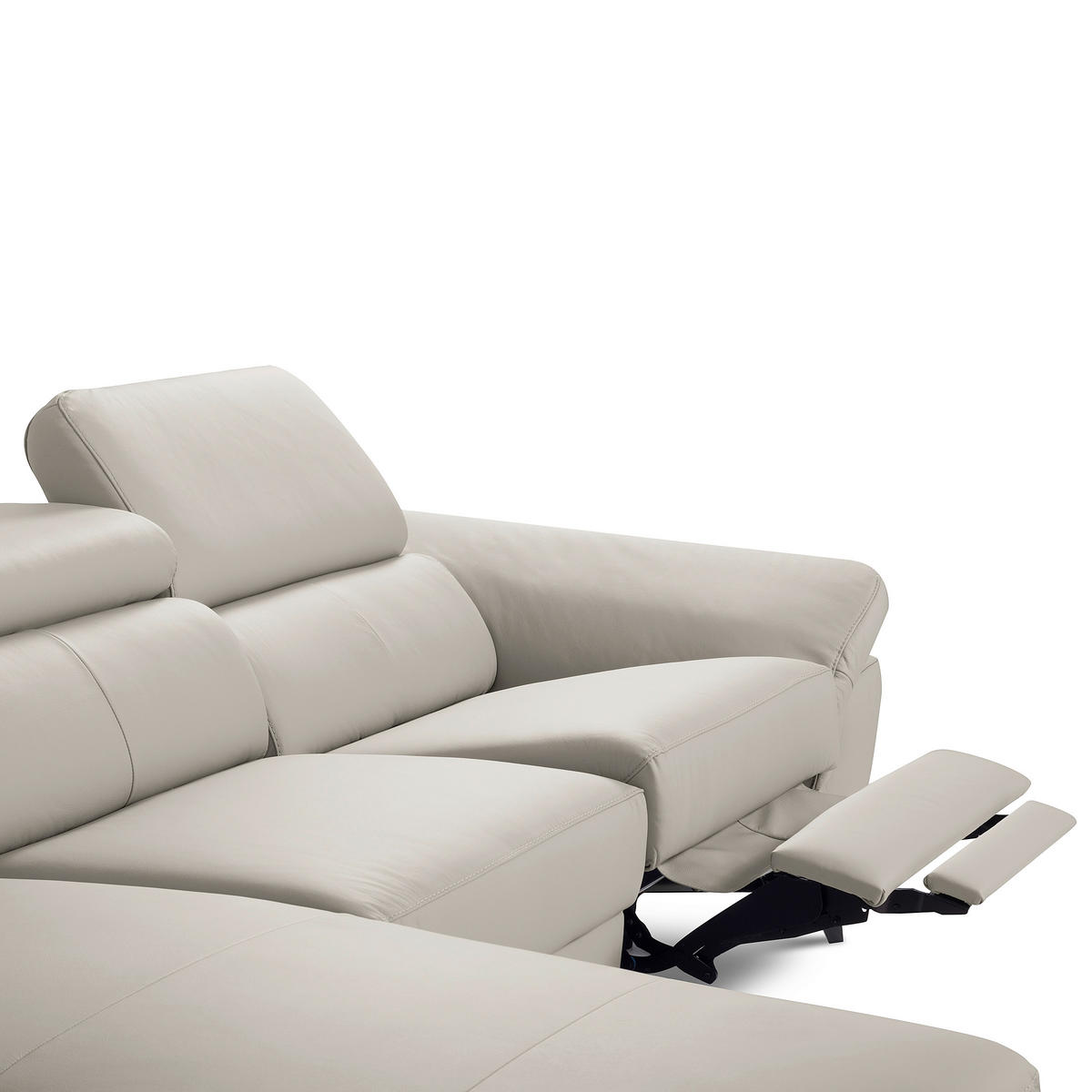 ECKSOFA Lederlook Echtleder Platinfarben  - Platinfarben/Chromfarben, Design, Leder/Textil (252/179cm) - Livetastic