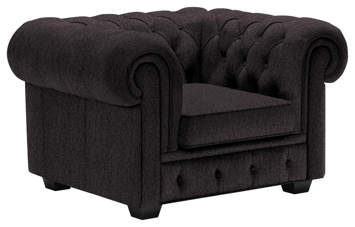 CHESTERFIELD-SESSEL - Wengefarben/Anthrazit, LIFESTYLE, Holz/Textil (115/76,5/96cm) - Landscape