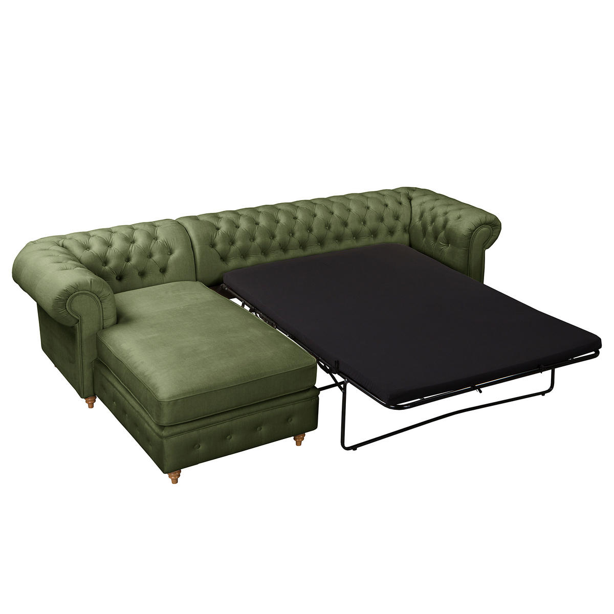 ECKSOFA Mikrofaser Dunkelgrün  - Dunkelgrün/Braun, Design, Holz/Textil (182/284cm) - P & B