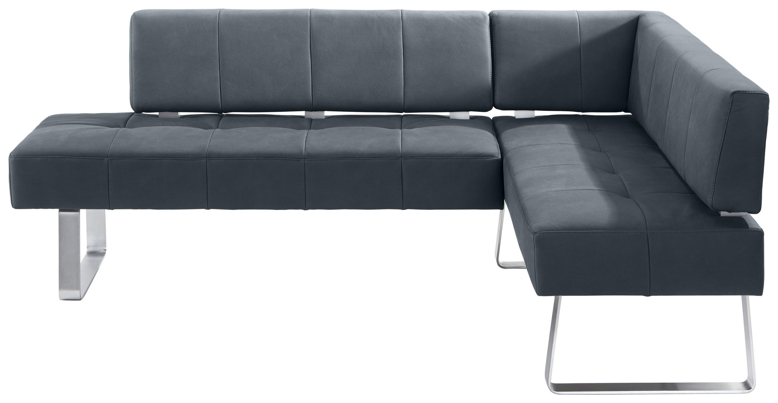 ECKBANK in Metall, Textil Grau, Edelstahlfarben  - Edelstahlfarben/Grau, Design, Textil/Metall (227/165cm) - Moderano