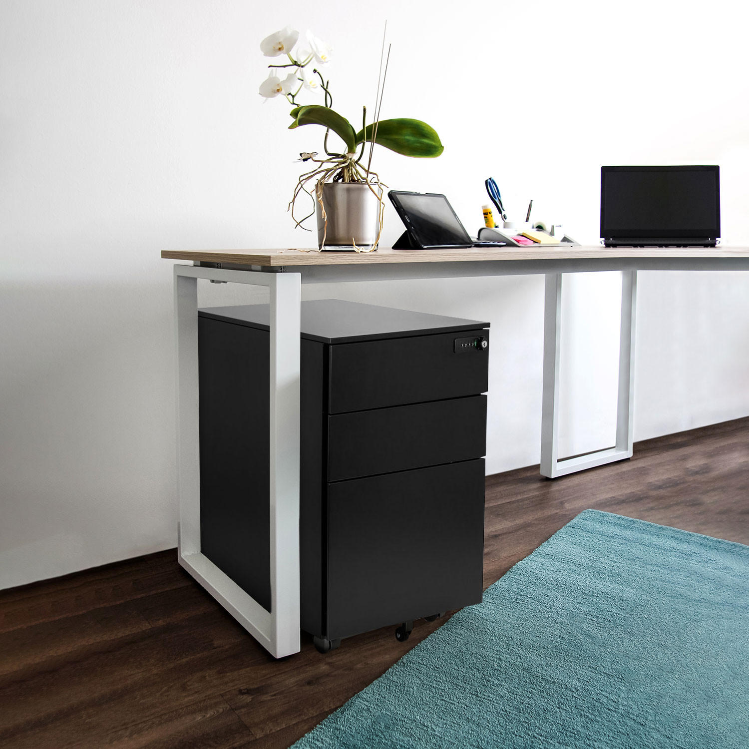 ROLLCONTAINER Schwarz  - Schwarz, MODERN, Kunststoff/Metall (39/60/50cm) - MID.YOU