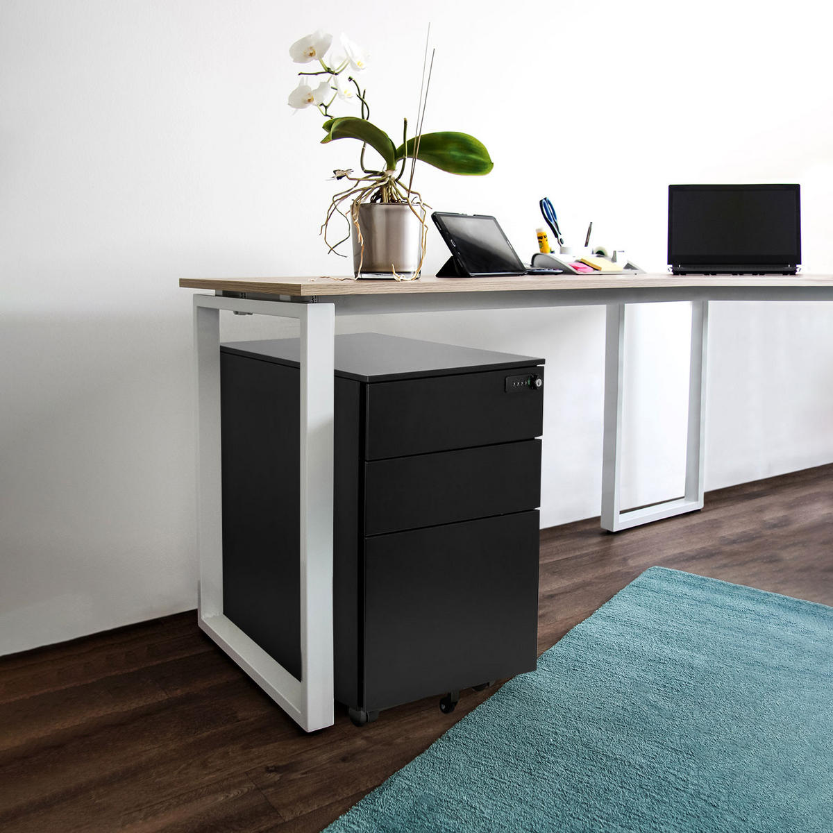 ROLLCONTAINER 39/60/50 cm  - Schwarz, MODERN, Kunststoff/Metall (39/60/50cm) - MID.YOU