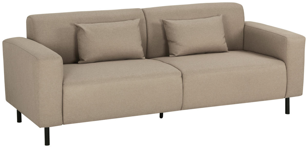 KÉTÜLÉSES KANAPÉ textil bézs  - bézs/fekete, Modern, textil/fém (204/76/79cm) - P & B