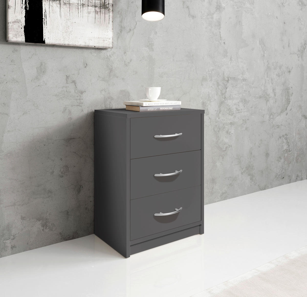 NACHTTISCH 38,5/54/28,2 cm  Graphitfarben  - Graphitfarben, Basics (38,5/54/28,2cm) - P & B