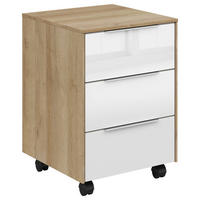 KONTAJNER NA KOLIESKACH, 40/61/50 cm - sivá/biela, Konventionell, kov/kompozitné drevo (40/61/50cm) - Voleo