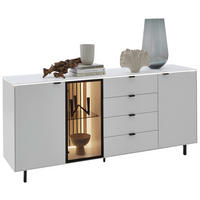 SIDEBOARD Weiss  186/82,8/46 cm  - Weiss/Schwarz, Design, Glas/Holzwerkstoff (186/82,8/46cm) - Dieter Knoll