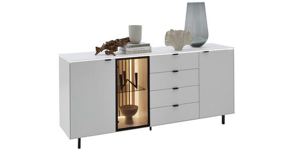 SIDEBOARD Weiß 186/82,8/46 cm - Schwarz/Weiß, Design, Glas/Holzwerkstoff (186/82,8/46cm) - Dieter Knoll