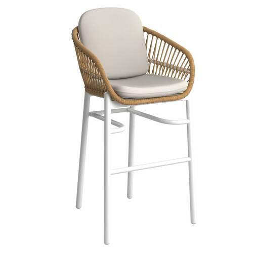 BARSKA STOLICA prirodne boje, bijela, bež metal, plastika, tekstil - bijela/prirodne boje, Moderno, metal/tekstil (63/112/63cm) - Ambia Garden
