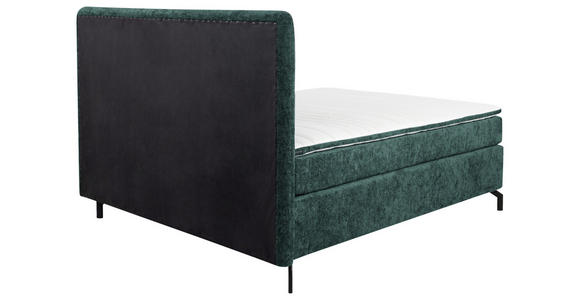 BOXSPRINGBETT 160/200 cm,  in Dunkelgrün, Topper, H2 + H2 = mittel  - Dunkelgrün/Schwarz, Design, Textil/Metall (160/200cm) - Esposa