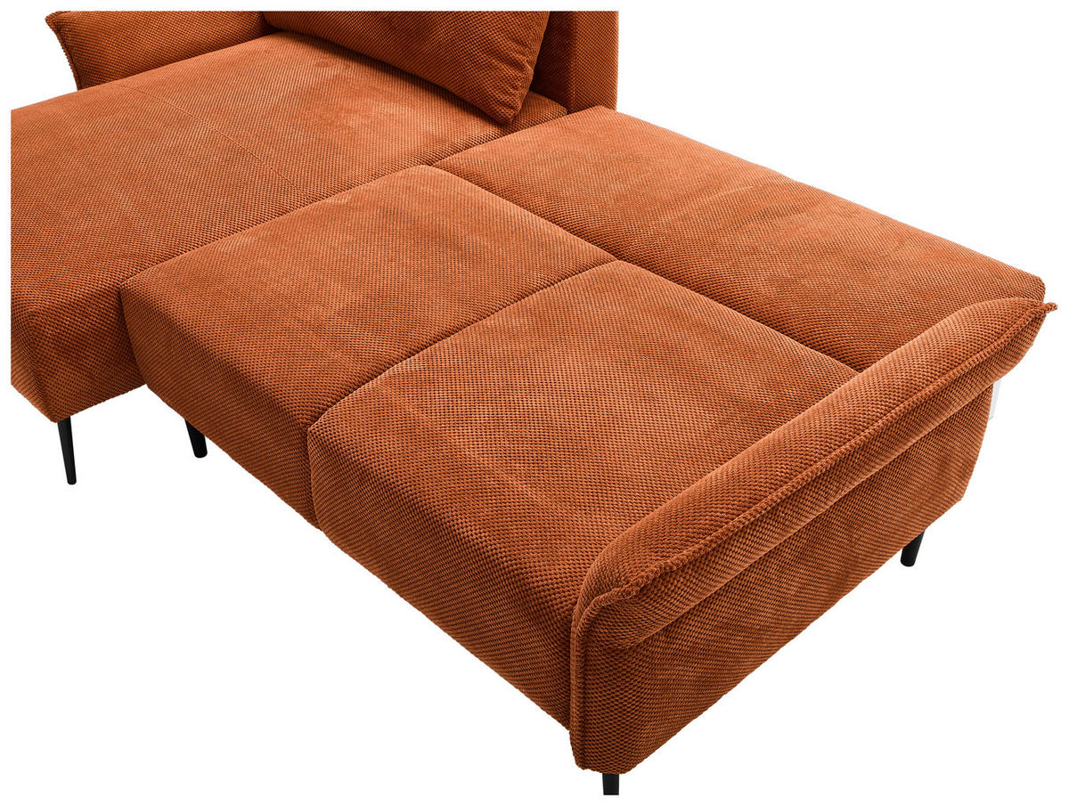 ECKSOFA in Chenille Rostfarben  164/255 cm  - Rostfarben/Schwarz, KONVENTIONELL, Textil/Metall (164/255cm) - Carryhome