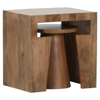 BEISTELLTISCHSET Mangoholz massiv rechteckig Braun  - Braun, Design, Holz (50/40/50cm) - Ambia Home