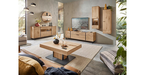 HÄNGEVITRINE in Eichefarben   - Eichefarben/Anthrazit, Natur, Glas/Holz (38/127/35cm) - Valnatura