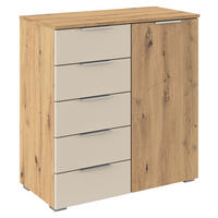 KOMMODE , 80/84/40 cm, 5 Schublade(n)  - Champagner/Silberfarben, MODERN, Holzwerkstoff/Metall (80/84/40cm) - Rauch Möbel