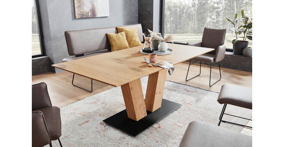 ESSTISCH in Holz, Holzwerkstoff 180-220/90/75 cm  - Eichefarben/Schwarz, Design, Holz/Holzwerkstoff (180-220/90/75cm) - Dieter Knoll