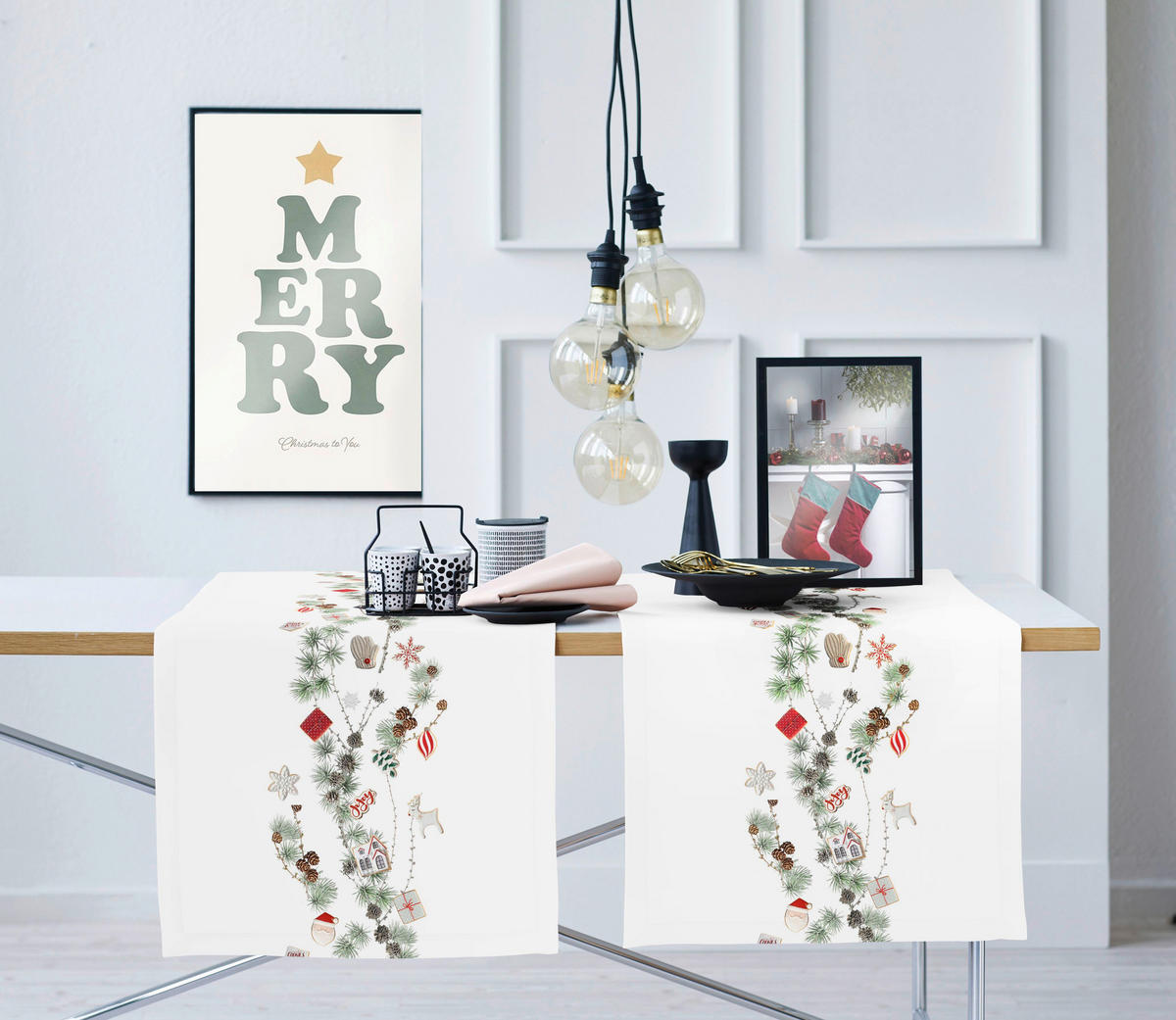 TISCHLÄUFER 46/140 cm  - Rot/Weiß, Design, Textil (46/140cm) - Apelt