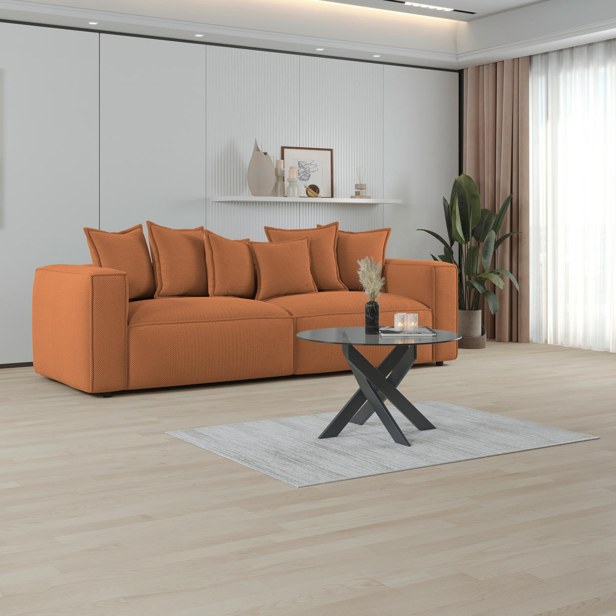BIGSOFA Mikrofaser Terracotta  - Terracotta/Schwarz, MODERN, Textil (280/72/109cm) - MID.YOU