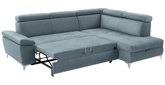 ECKSOFA in Mikrofaser Hellblau  - Chromfarben/Hellblau, KONVENTIONELL, Textil/Metall (271/206cm) - Carryhome