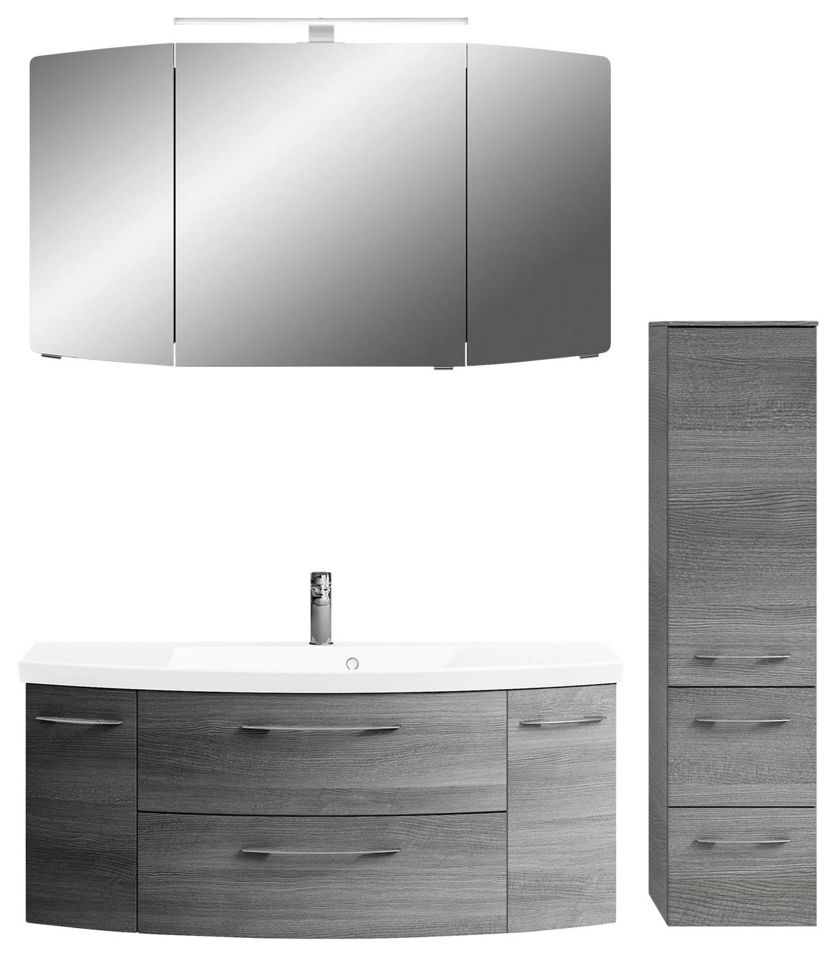 BADEZIMMER 4-teilig  in 151 cm  - Chromfarben/Graphitfarben, KONVENTIONELL, Glas/Holzwerkstoff (151cm) - Pelipal