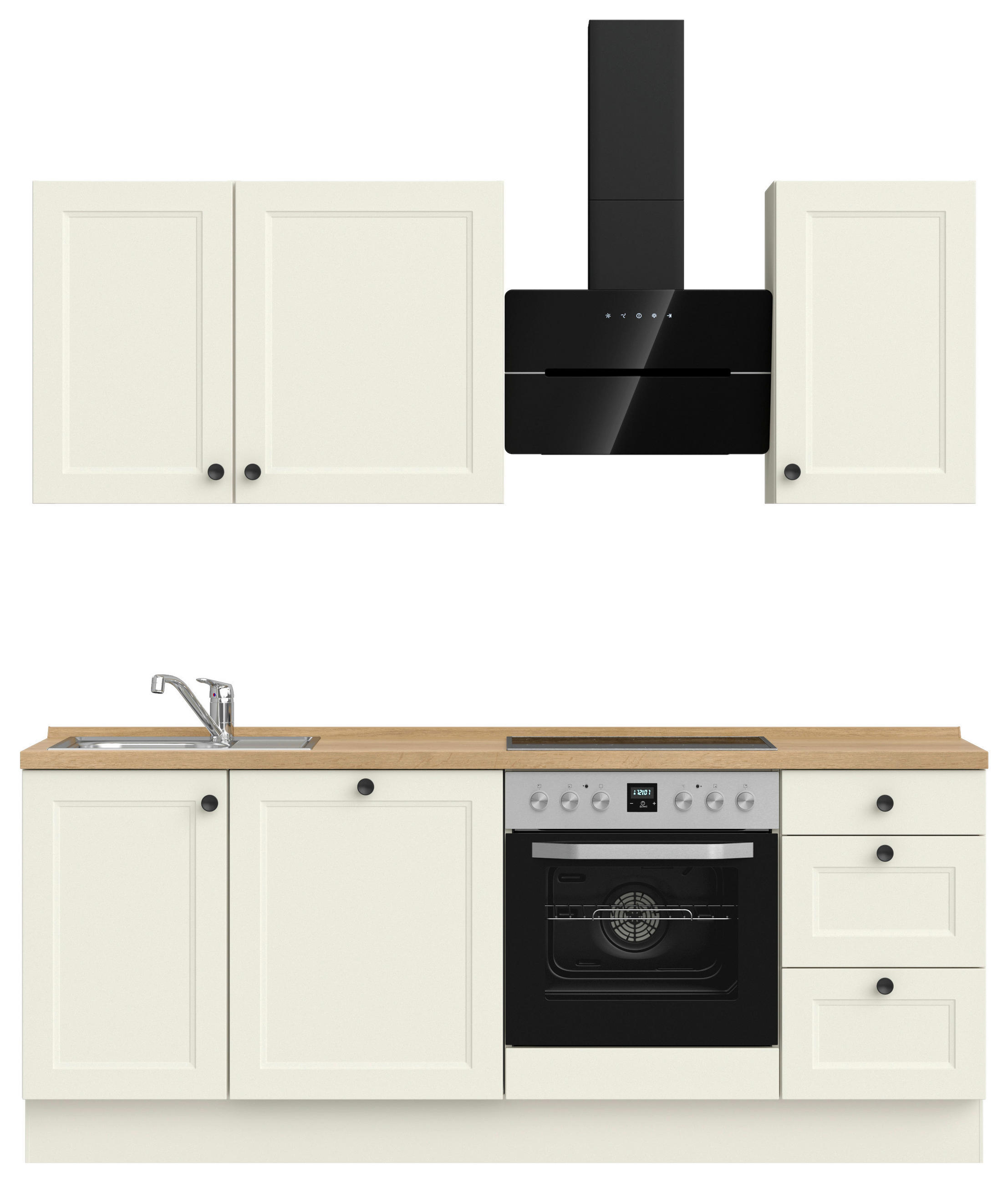 KÜCHENLEERBLOCK 210 cm   in Weiß, Eichefarben  - Eichefarben/Schwarz, MODERN, Holzwerkstoff/Metall (210cm) - Nobilia