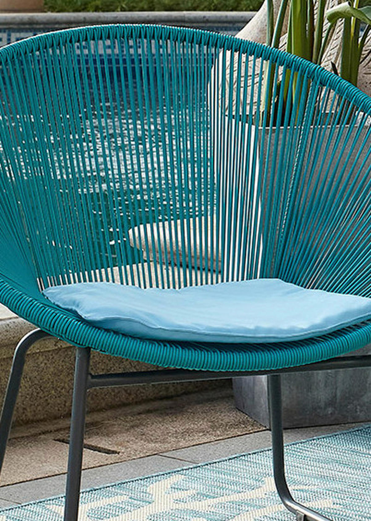 GARTENSET 3-teilig Stahl 3-teilig  - Türkis/Schwarz, Design, Glas/Kunststoff - Livetastic