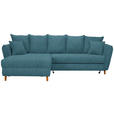 ECKSOFA  in Webstoff Blau  284/162 cm  - Blau/Eichefarben, KONVENTIONELL, Holz/Textil (284/162cm) - Carryhome