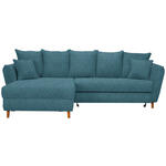 ECKSOFA  in Webstoff Blau  284/162 cm  - Blau/Eichefarben, KONVENTIONELL, Holz/Textil (284/162cm) - Carryhome