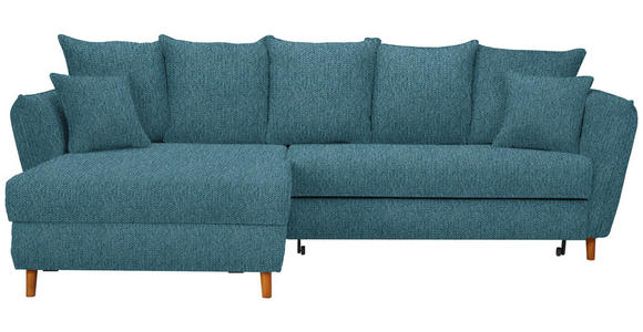 ECKSOFA  in Webstoff Blau  284/162 cm  - Blau/Eichefarben, KONVENTIONELL, Holz/Textil (284/162cm) - Carryhome