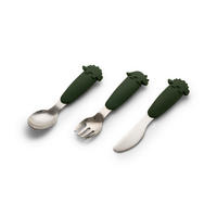 KINDERBESTECK 3-teilig  - Grün, Basics, Kunststoff/Metall (14,2/4cm)